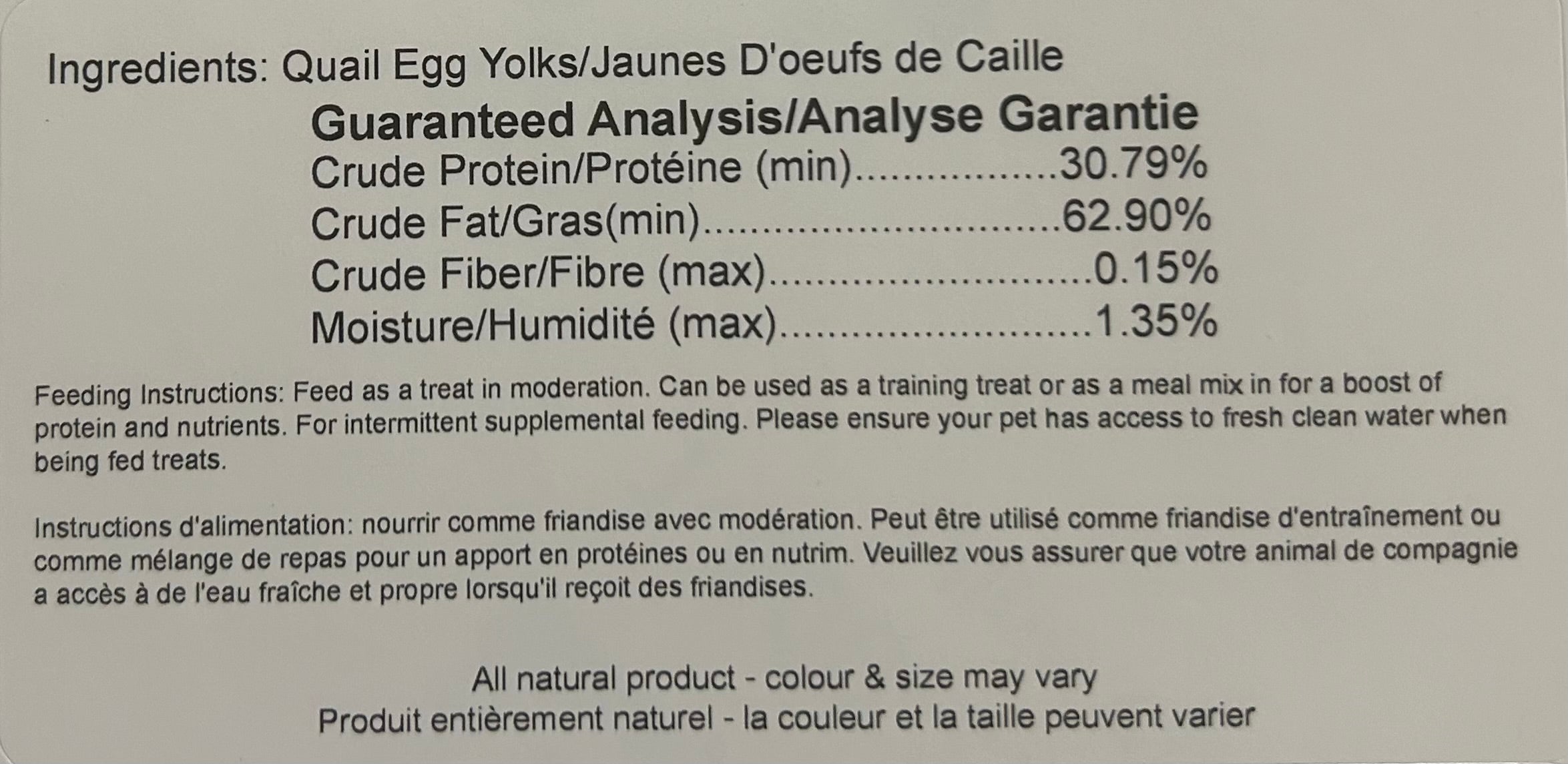 Freeze Dried Quail Egg Yolks